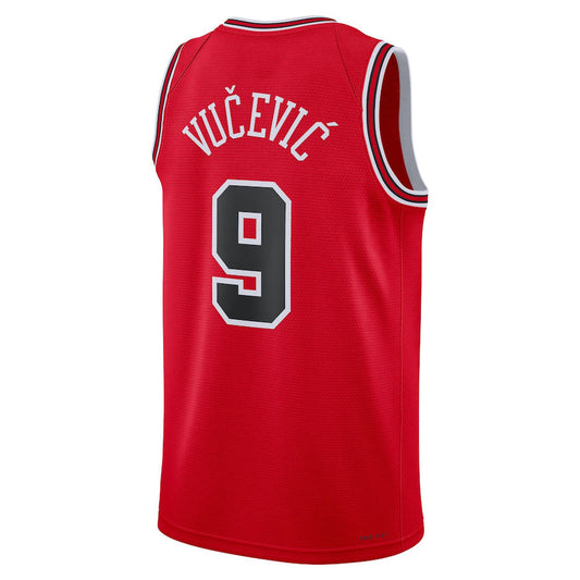 C.Bulls #9 Nikola Vucevic Unisex 2022-23 Swingman Jersey Icon Edition Red Stitched American Basketball Jersey UNEC