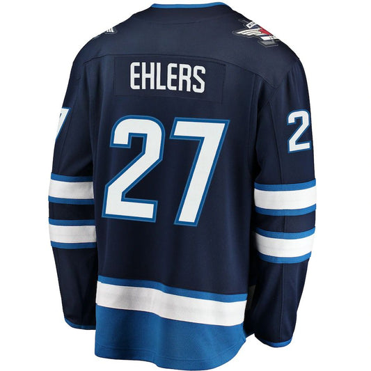W.Jets #27 Nikolaj Ehlers Fanatics Branded Breakaway Replica Jersey Navy Stitched American Hockey Jersey UNEC