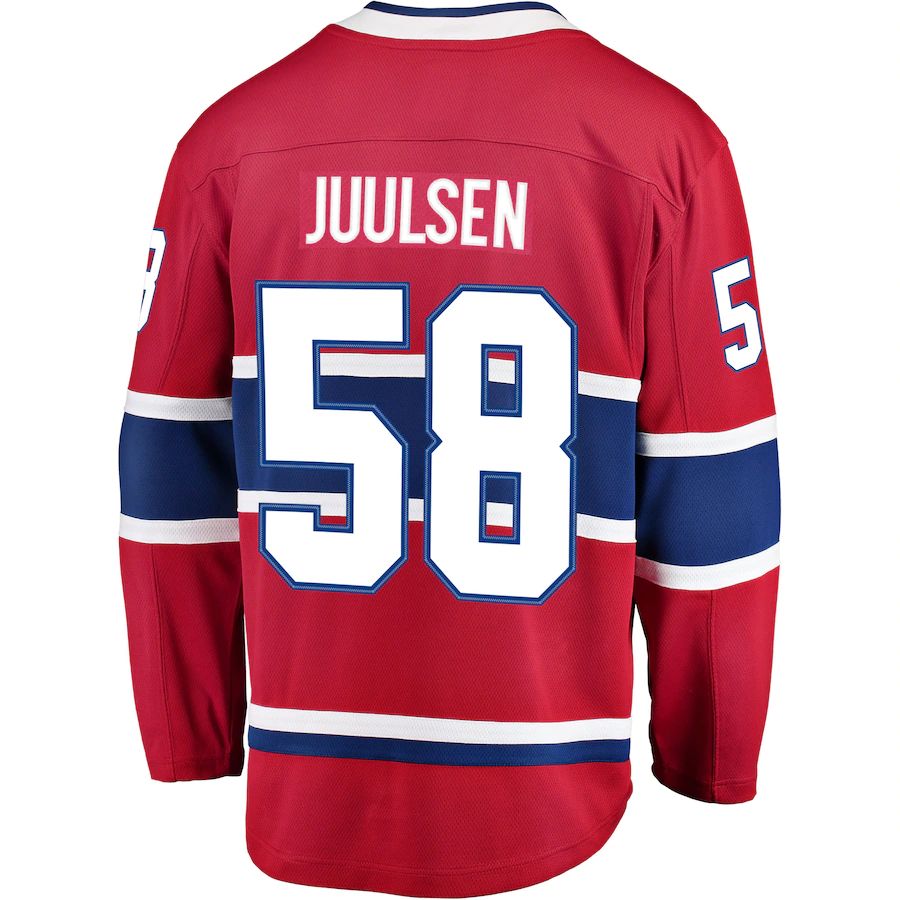 M.Canadiens #58 Noah Juulsen Fanatics Branded Breakaway Player Jersey Jersey  Red Stitched American Hockey Jersey UNEC