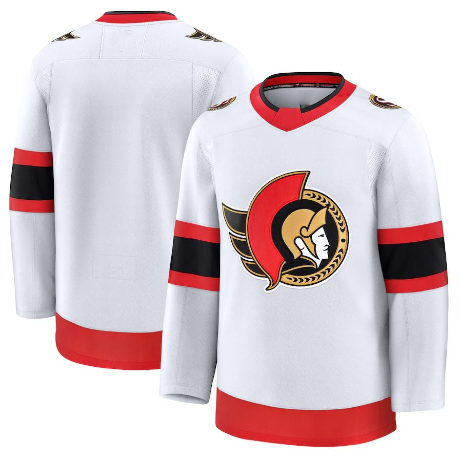 O.Senators Fanatics Away Premium Jersey - White Stitched American Hockey Jersey UNEC