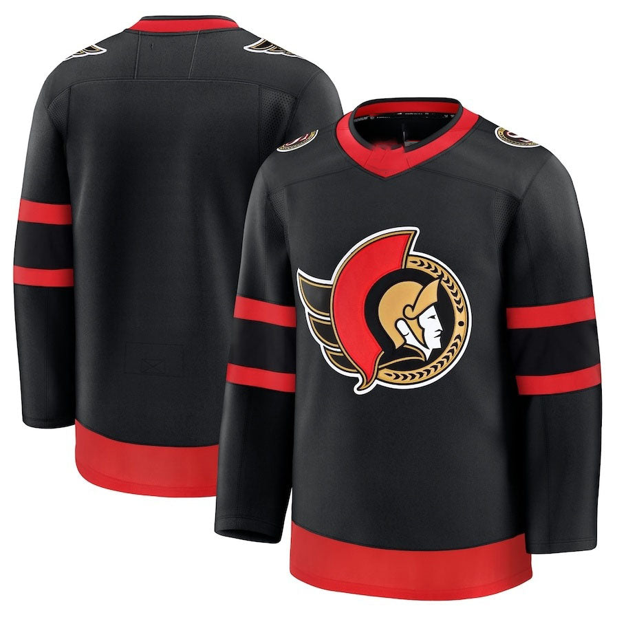 O.Senators Fanatics Home Premium Jersey - Black Stitched American Hockey Jersey UNEC