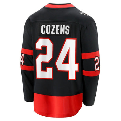 O.Senators #24 Dylan Cozens Fanatics Home Breakaway Jersey - Black Stitched American Hockey Jersey UNEC