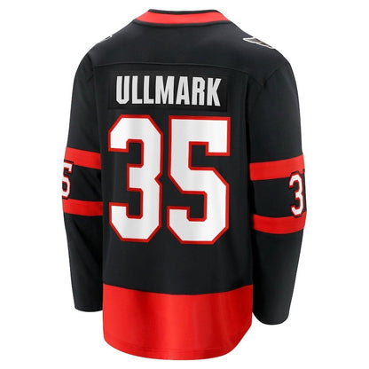 O.Senators #35 Linus Ullmark Fanatics Home Premier Breakaway Player Jersey - Black Stitched American Hockey Jersey UNEC