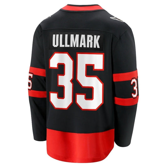 O.Senators #35 Linus Ullmark Fanatics Home Premier Breakaway Player Jersey - Black Stitched American Hockey Jersey UNEC