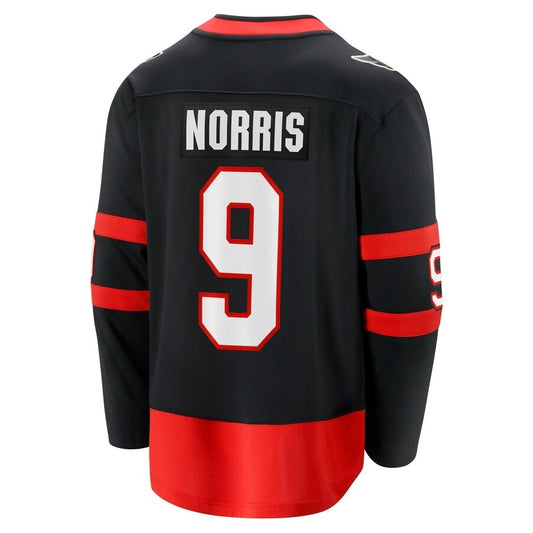 O.Senators #9 Josh Norris Fanatics Home Breakaway Jersey - Black Stitched American Hockey Jersey UNEC