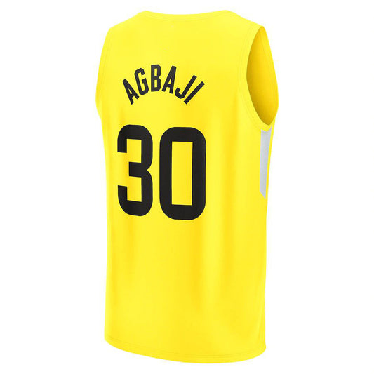 U.Jazz #30 Ochai Agbaji Fanatics Branded 2022-23 Fast Break Replica Player Jersey Icon Edition Yellow Stitched American Basketball Jersey UNEC