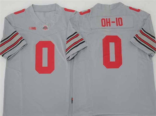 O.State Buckeyes #0 OH-IO Gray 2025 F.U.S.E. Limited Stitched Football American College Jerseys