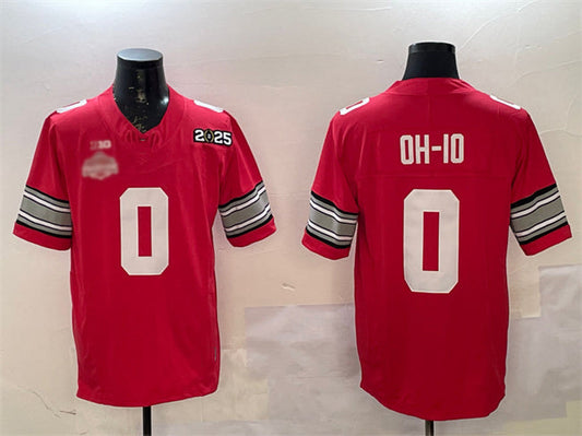 O.State Buckeyes #0 OH-IO Red 2025 CFP Final With National Champions Patch F.U.S.E. Vapor Limited Stitched Football American College Jerseys