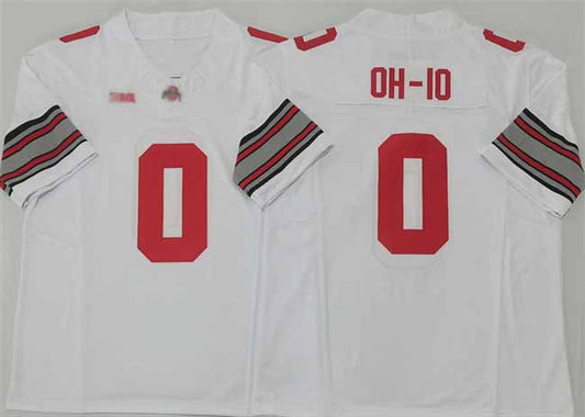 O.State Buckeyes #0 OH-IO White 2025 F.U.S.E. Limited Stitched American College Jerseys