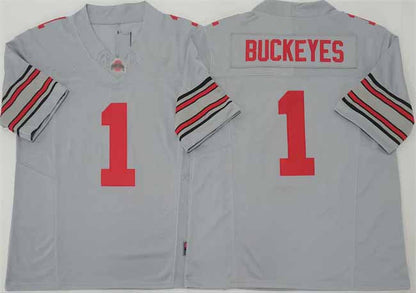 O.State Buckeyes #1 Buckeyes Gray 2025 F.U.S.E. Limited Stitched American College Jerseys