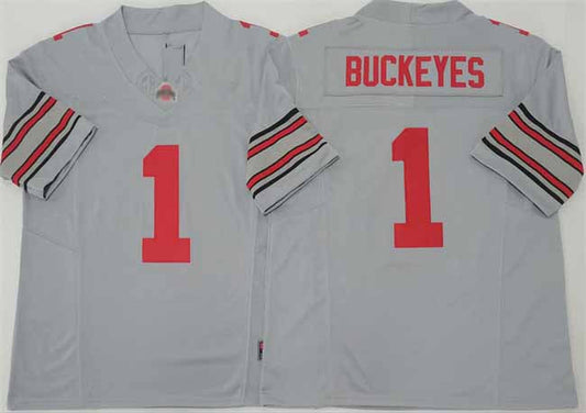 O.State Buckeyes #1 Buckeyes Gray 2025 F.U.S.E. Limited Stitched American College Jerseys