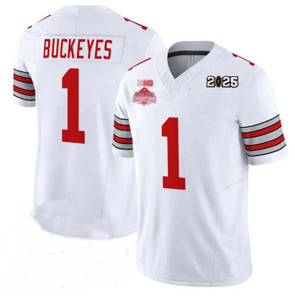 O.State Buckeyes #1 Buckeyes White 2025 CFP Final With National Champions Patch F.U.S.E. Vapor Limited Stitched Football American College Jerseys