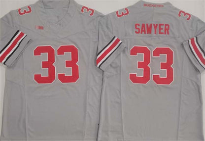 O.State Buckeyes #33 Jack Sawyer Grey F.U.S.E. Limited Stitched Football American College Jerseys