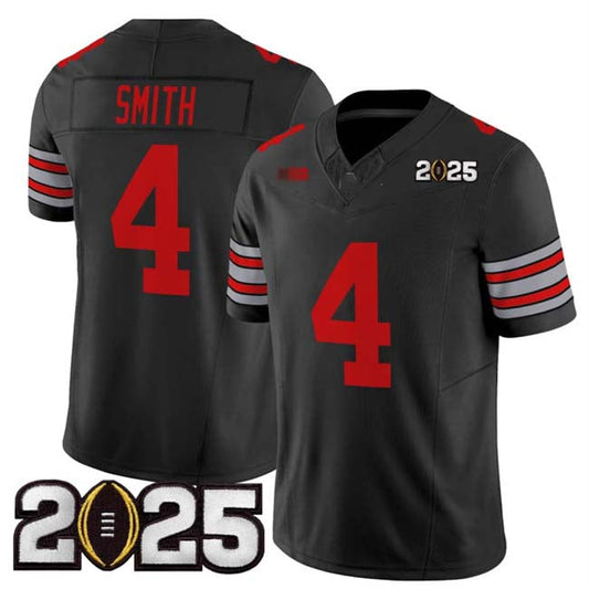 O.State Buckeyes #4 Jeremiah Smith Black 2025 CFP Final Patch F.U.S.E. Vapor Limited Stitched Football American College Jerseys