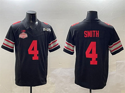 O.State Buckeyes #4 Jeremiah Smith Black 2025 CFP Final With National Champions Patch F.U.S.E. Vapor Limited Stitched Football American College Jerseys