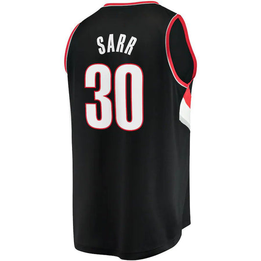 P.Trail Blazers #30 Olivier Sarr Fanatics Branded 2022-23 Fast Break Replica Player Jersey Icon Edition Black Stitched American Basketball Jersey UNEC