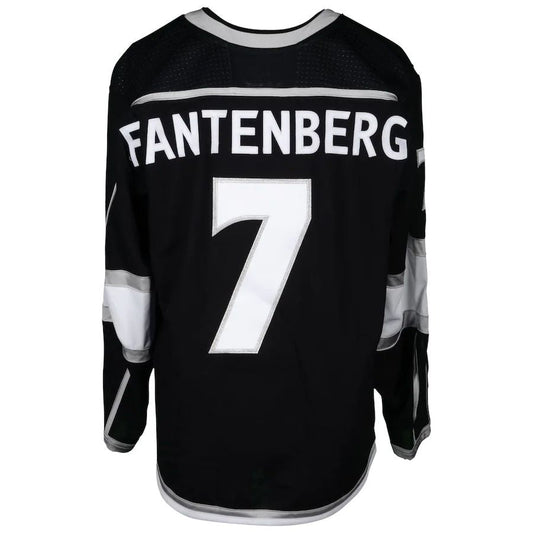 LA.Kings #7 Oscar Fantenberg Fanatics Authentic Game-Used Black Jersey from the 2018 Playoffs Black Stitched American Hockey Jersey UNEC
