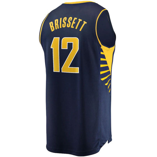 IN.Pacers #12 Oshae Brissett Fanatics Branded Youth 2021-22 Fast Break Replica Jersey Navy Icon Edition Stitched American Basketball Jersey UNEC