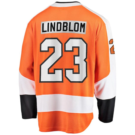 P.Flyers #23 Oskar Lindblom Fanatics Branded Team Color Breakaway Player Jersey  Orange Stitched American Hockey Jersey UNEC