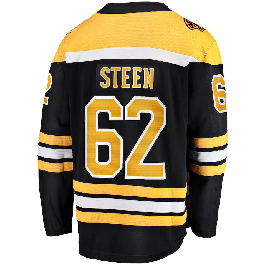B.Bruins #62 Oskar Steen Fanatics Branded Home Breakaway Player Jersey Black Stitched American Hockey Jersey UNEC