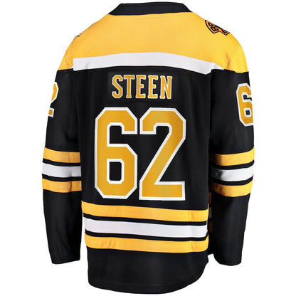 B.Bruins #62 Oskar Steen Fanatics Branded Home Breakaway Player Jersey Black Stitched American Hockey Jersey UNEC