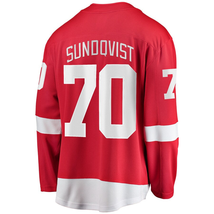 D.Red Wings #70 Oskar Sundqvist Fanatics Branded Home Breakaway Player Jersey Red Stitched American Hockey Jersey UNEC