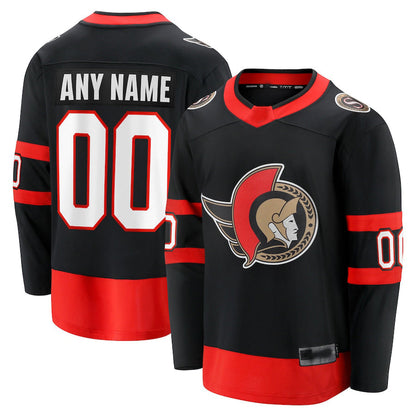 Custom O.Senators Fanatics Branded 2020-21 Home Breakaway Jersey Black Stitched American Hockey Jersey UNEC