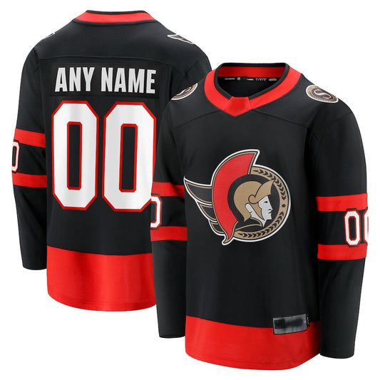Custom O.Senators Fanatics Branded 2020-21 Home Breakaway Jersey Black Stitched American Hockey Jersey UNEC