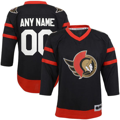 Custom O.Senators Home Replica Jersey Black Stitched American Hockey Jersey UNEC