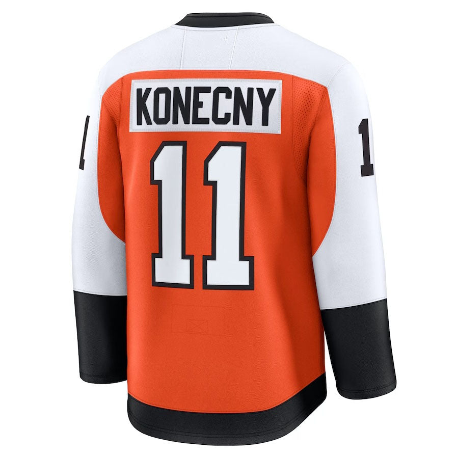 P.Flyers #11 Travis Konecny Fanatics Home Premium Jersey - Burnt Orange Stitched American Hockey Jersey UNEC