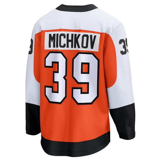 P.Flyers #39 Matvei Michkov Fanatics Home Premier Breakaway Player Jersey - Orange Stitched American Hockey Jersey UNEC