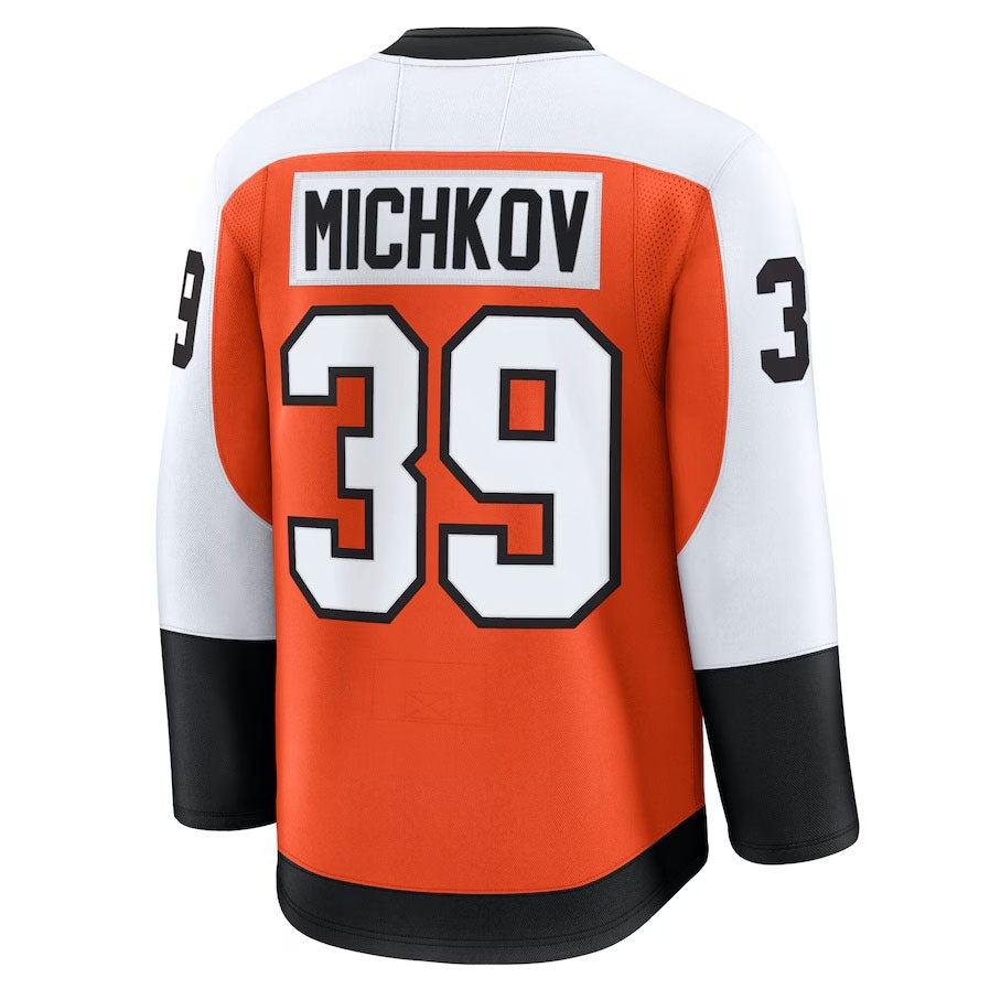 P.Flyers #39 Matvei Michkov Fanatics Home Premium Jersey - Orange Stitched American Hockey Jersey UNEC