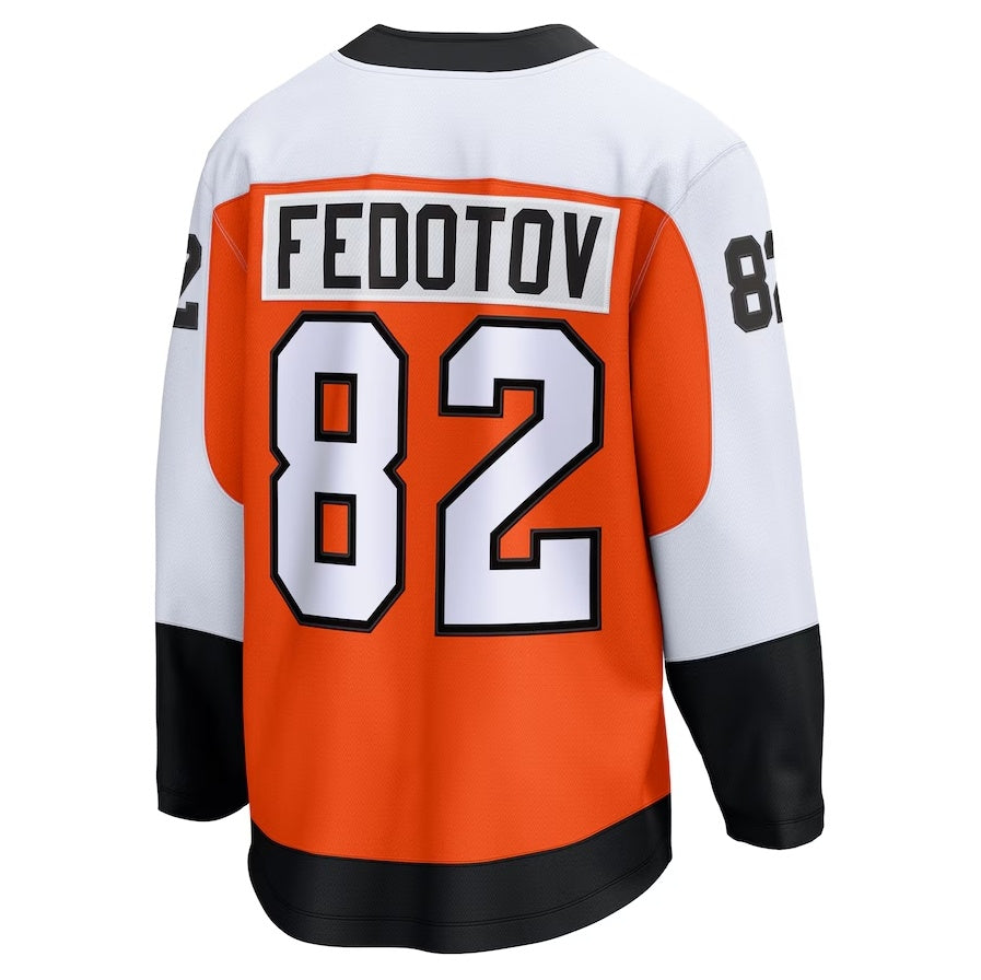 P.Flyers #82 Ivan Fedotov Fanatics Home Premier Breakaway Player Jersey - Orange Stitched American Hockey Jersey UNEC