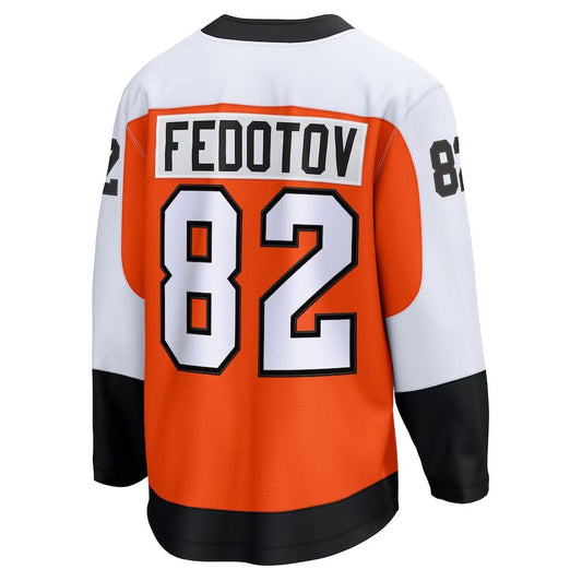 P.Flyers #82 Ivan Fedotov Fanatics Home Premier Breakaway Player Jersey - Orange Stitched American Hockey Jersey UNEC