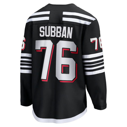 NJ.Devils #76 P.K. Subban Fanatics Branded Alternate Premier Breakaway Player Jersey Black Stitched American Hockey Jersey UNEC