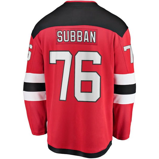 NJ.Devils #76 P.K. Subban Fanatics Branded Premier Breakaway Player Jersey Red Stitched American Hockey Jersey UNEC