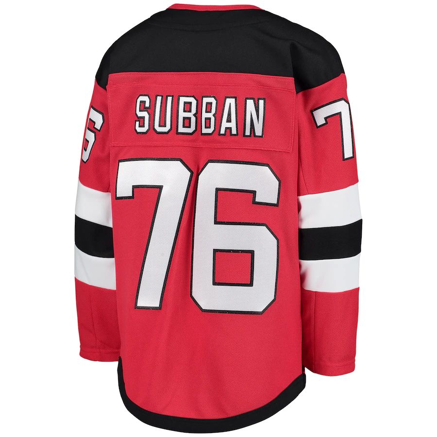 NJ.Devils #76 P.K. Subban Home Premier Player Jersey Red Stitched American Hockey Jersey UNEC