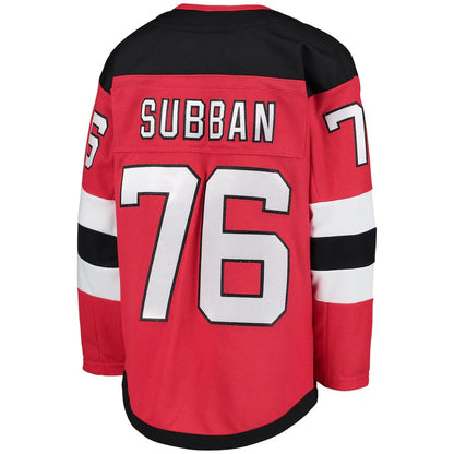 NJ.Devils #76 P.K. Subban Home Premier Player Jersey Red Stitched American Hockey Jersey UNEC
