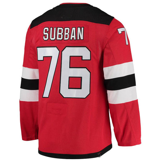 NJ.Devils #76 P.K. Subban Home Primegreen Authentic Pro Player Jersey Red Stitched American Hockey Jersey UNEC