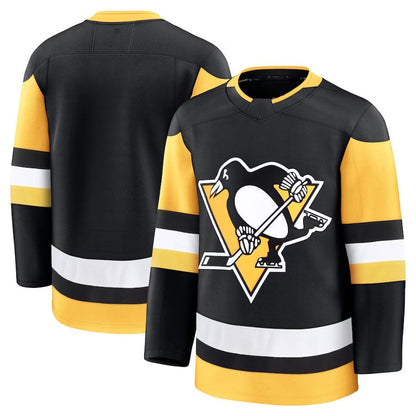 P.Penguins Fanatics Home Premium Jersey - Black Stitched American Hockey Jersey UNEC