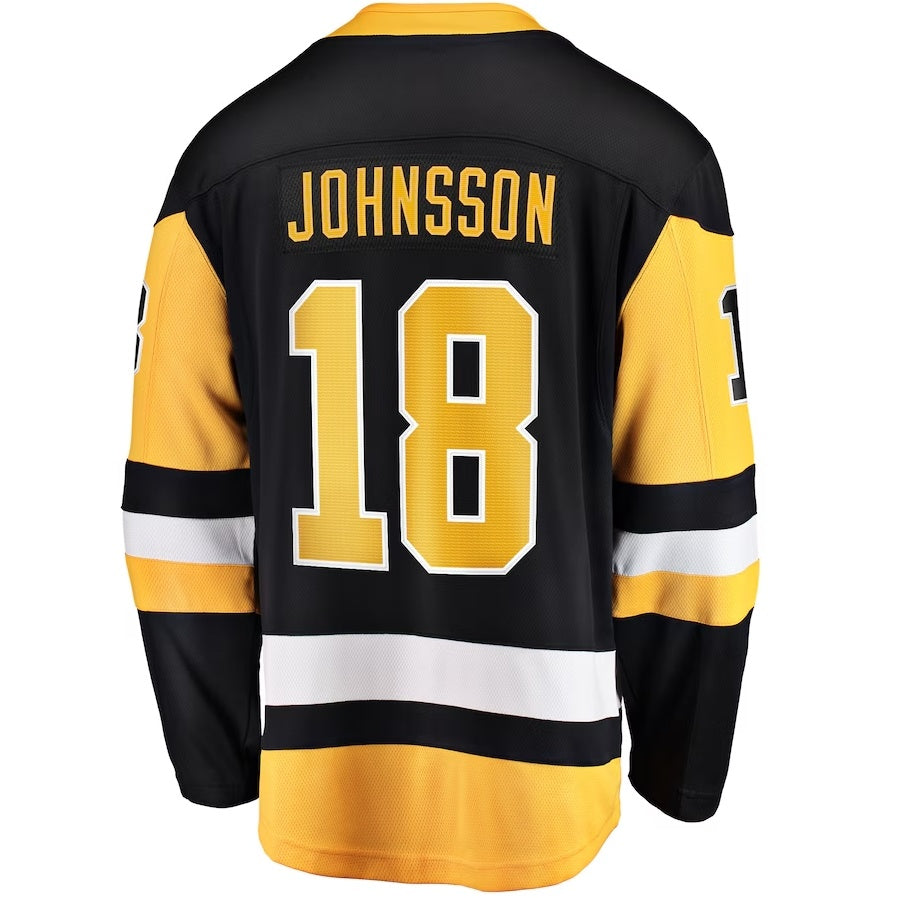 P.Penguins #18 Andreas Johnsson Fanatics Home Breakaway Jersey - Black Stitched American Hockey Jersey UNEC