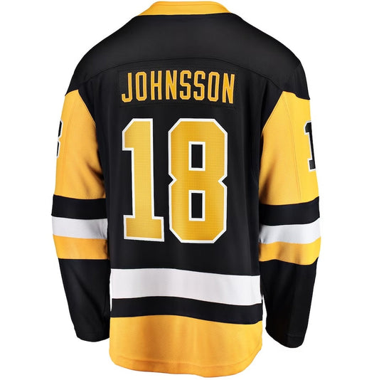 P.Penguins #18 Andreas Johnsson Fanatics Home Breakaway Jersey - Black Stitched American Hockey Jersey UNEC
