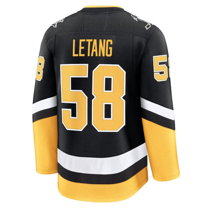 P.Penguins #58 Kris Letang Fanatics Alternate Premium Jersey - Black Stitched American Hockey Jersey UNEC