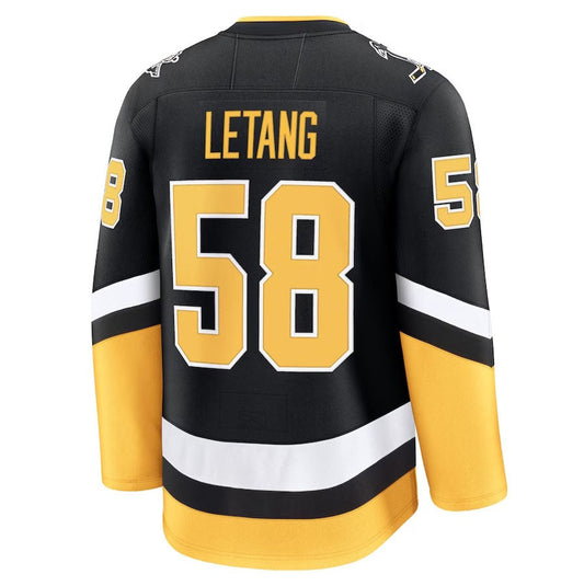 P.Penguins #58 Kris Letang Fanatics Alternate Premium Jersey - Black Stitched American Hockey Jersey UNEC