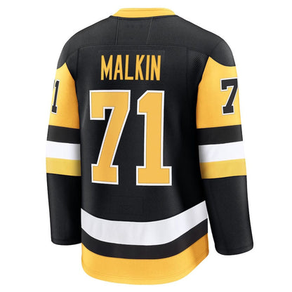P.Penguins #71 Evgeni Malkin Fanatics Home Premium Jersey - Black Stitched American Hockey Jersey UNEC