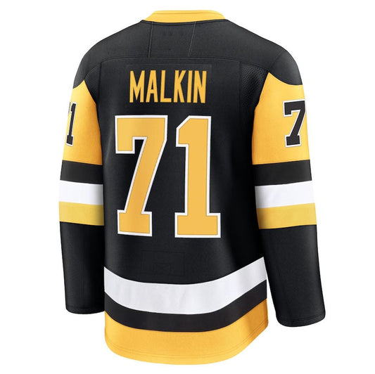 P.Penguins #71 Evgeni Malkin Fanatics Home Premium Jersey - Black Stitched American Hockey Jersey UNEC