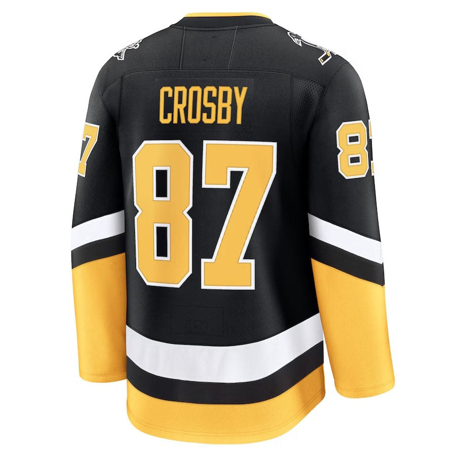 P.Penguins #87 Sidney Crosby Fanatics Alternate Premium Jersey - Black Stitched American Hockey Jersey UNEC