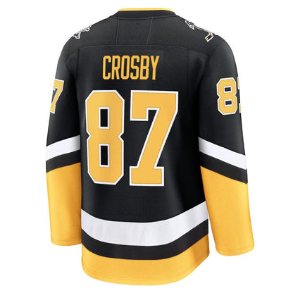 P.Penguins #87 Sidney Crosby Fanatics Alternate Premium Jersey - Black Stitched American Hockey Jersey UNEC