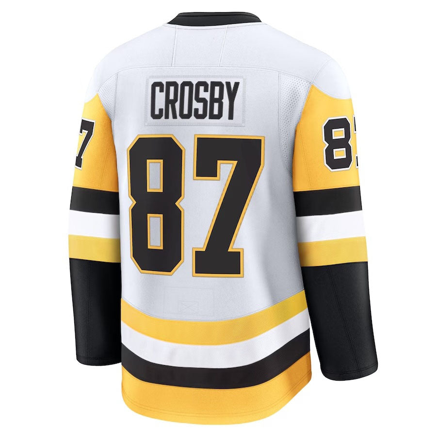 P.Penguins #87 Sidney Crosby Fanatics Away Premium Jersey - White Stitched American Hockey Jersey UNEC
