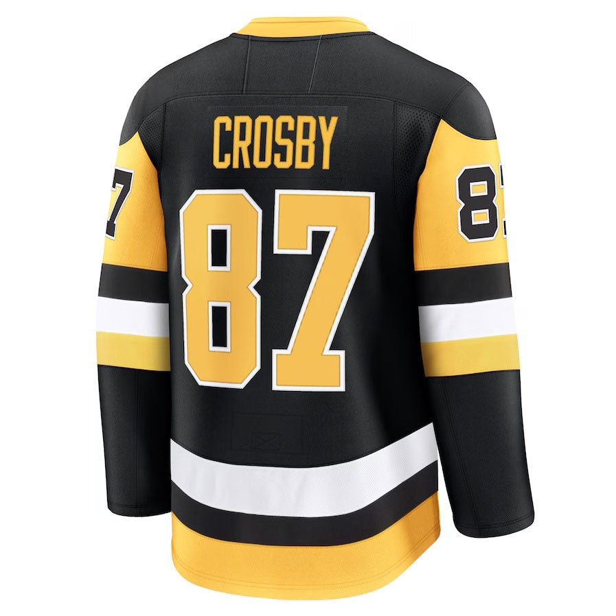 P.Penguins #87 Sidney Crosby Fanatics Home Premium Jersey - Black Stitched American Hockey Jersey UNEC
